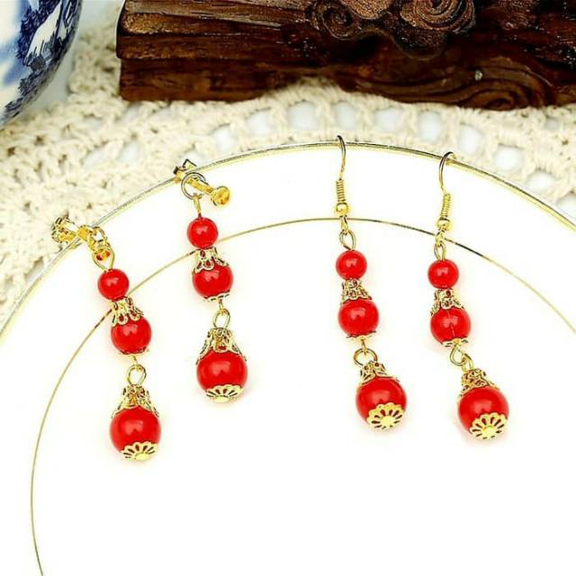 Anting Merah Pwngantin China Kostum Cosplay Aksesories Imlek Murah