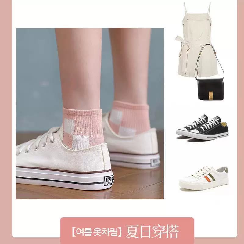 ♫ Megata ♫  A191 Kaos Kaki Wanita Motif Pinky Kotak Kaoskaki Fashion Korea Women Sock Import