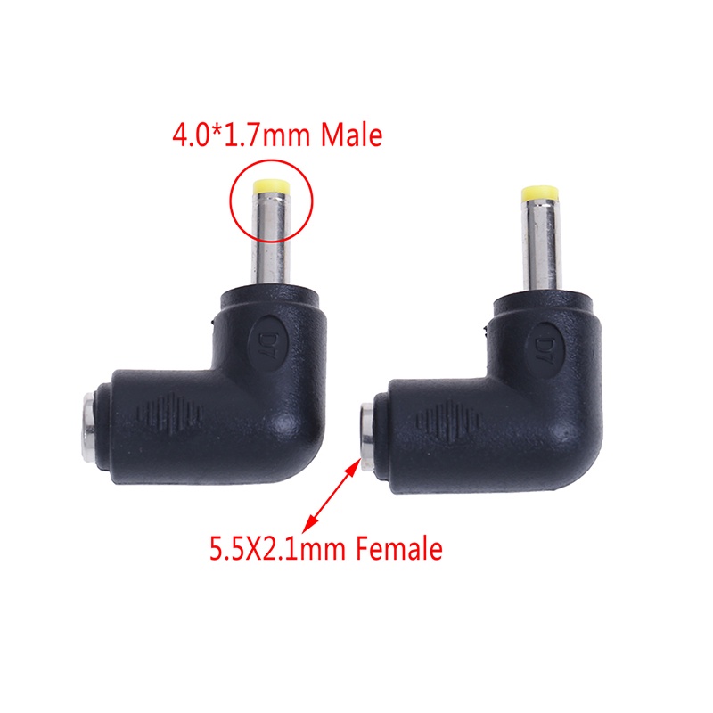 {LUCKID}2Pcs DC power 5.5X2.1mm female to 5.5X2.5mm male right angle adapter connector