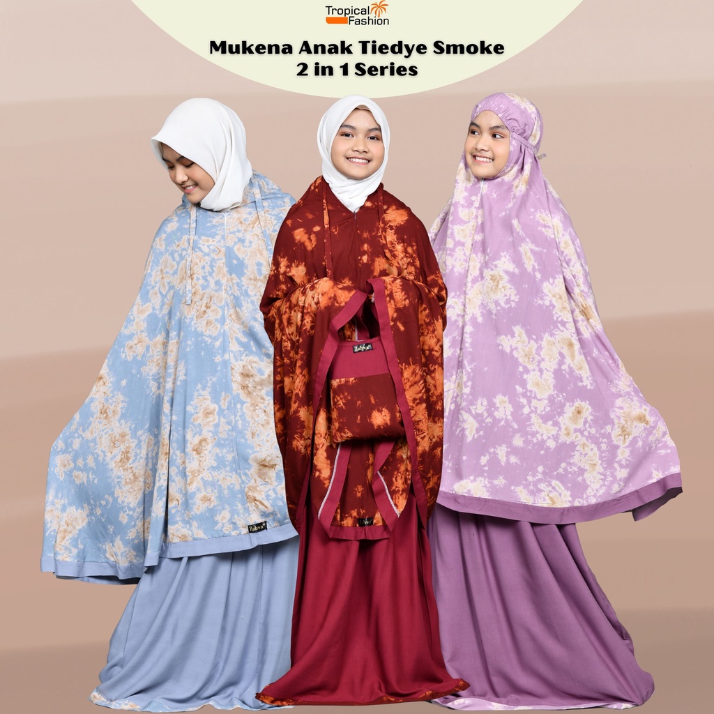 Mukena Bali Anak Tiedye Smoke Bawahan Polos 2 In 1 By Zahwa Bahan Rayon Janger Termurah Dan Kekinian