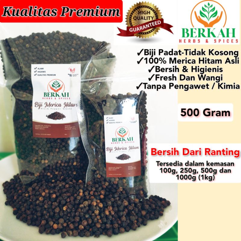 

Merica Lada Hitam Biji Asli Alami 500gr Rempah Jsr Black Pepper Whole Kualitas Premium