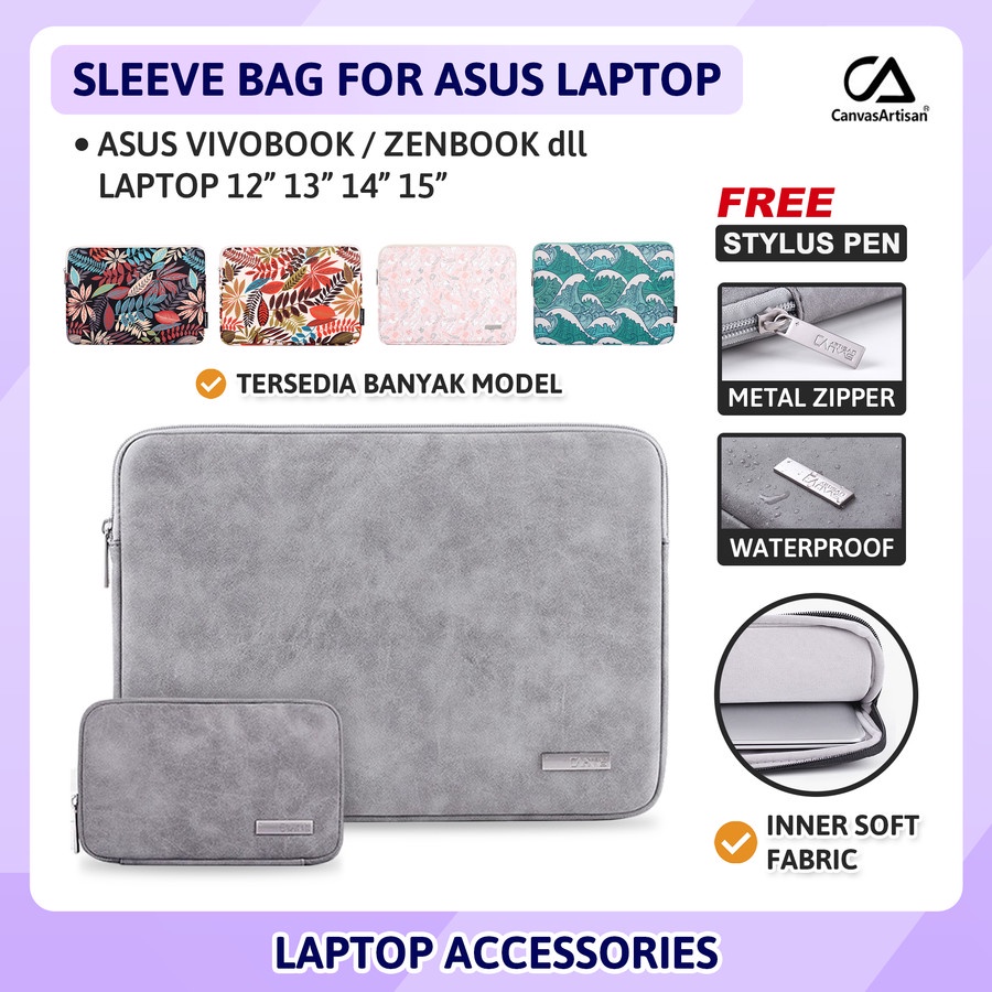 Asus 13 14 15 inch Vivobook Zenbook Tuff Laptop Tas Sleeve Pouch Bag Motif Case Sarung Casing Portab