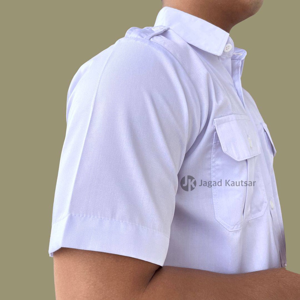 Seragam Putih Pendek PNS Pria, Baju PNS, Kemeja Putih PDH