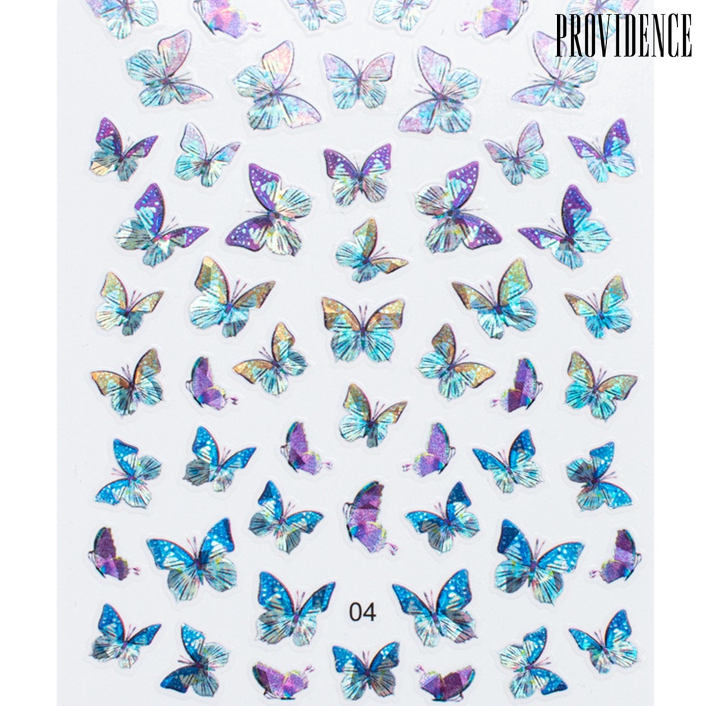 Providence 1Sheet Nail Sticker Removable Self-adshesive Butterfly Pattern Fadeless Fingernails Decor for Party