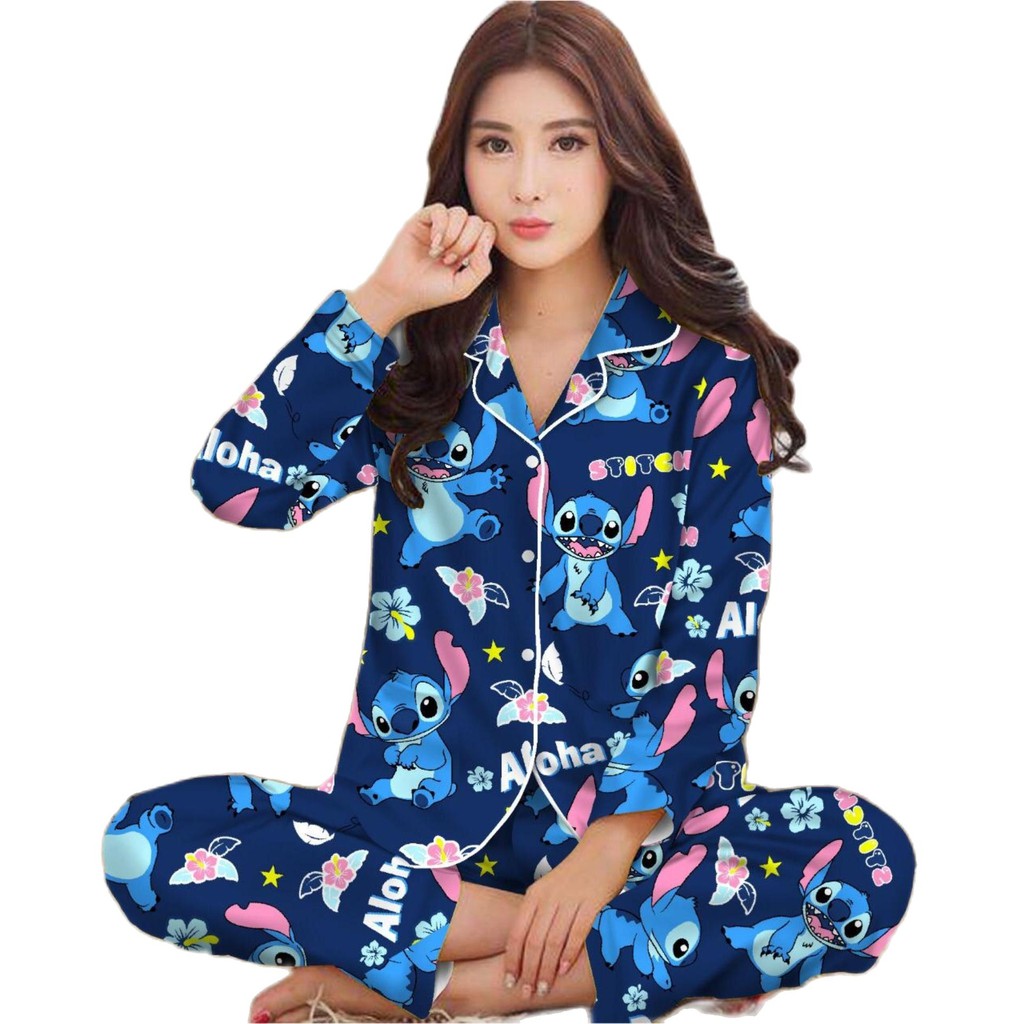 LFF - Piyama PP Dewasa Baju Tidur motif Kartun Fit to XL-Aloha Navy