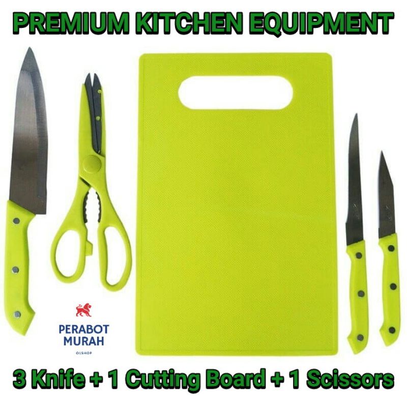 Set Pisau Dapur Stainless Steel Full Set Talenan Dan Gunting 5 in 1 Harga Termurah Import Pisau Dapur Anti Karat