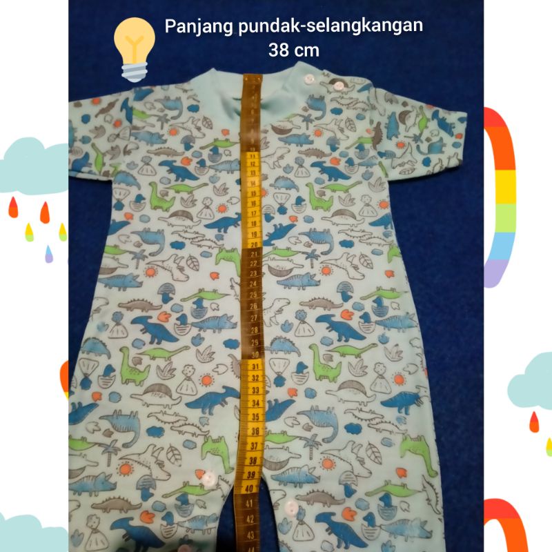 Romper Bayi Pendek Motif Sablon Dino