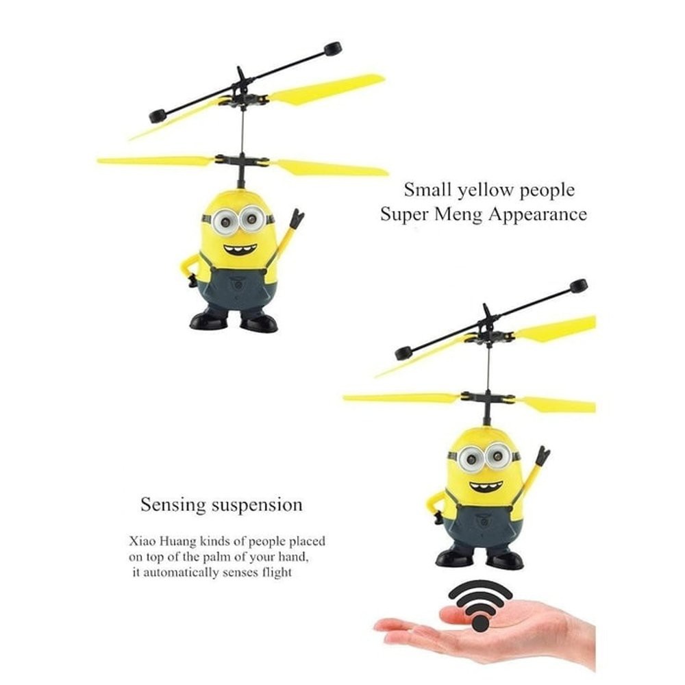 Mainan Anak- Flying Heli Minion Sensor RC Heli Drone Sensor