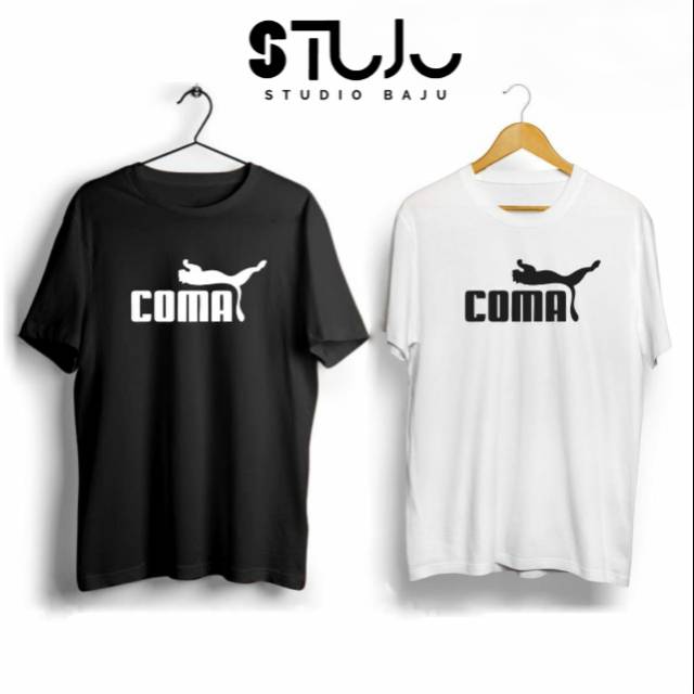BESTSELLER SABLON KAOS CUSTOM SATUAN PARODY PUMA HITAM PUTIH COTTOM COMBED 30S PRIA & WANITA