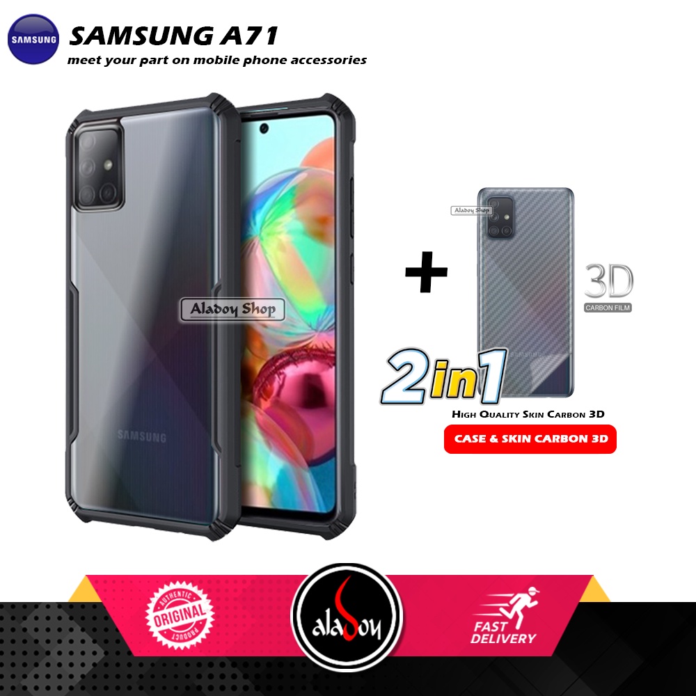 Case Samsung A71 Armor Fusion Transparent Casing Free Skin Carbon 3D