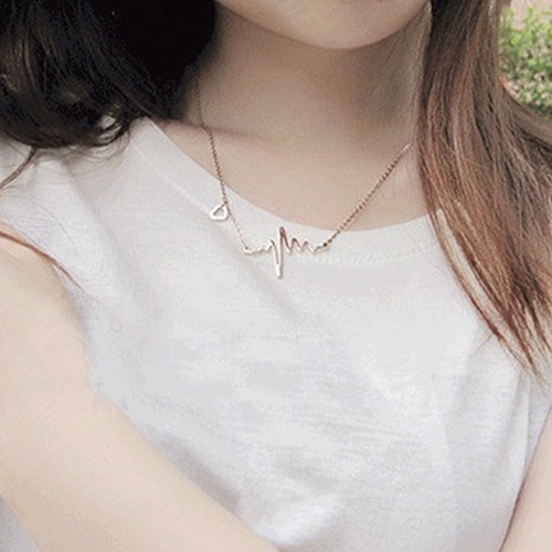 Hu Hu Hu Hu Hu Alat Bantu Pasang Kacamata♡ Kalung Rantai Dengan Liontin Bentuk Detak Jantung Untuk Wanita