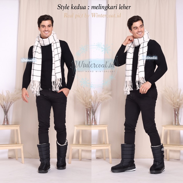 London Winter scarf Men Women Syal Musim dingin pria wanita cewek cowok pashmina tebal hangat