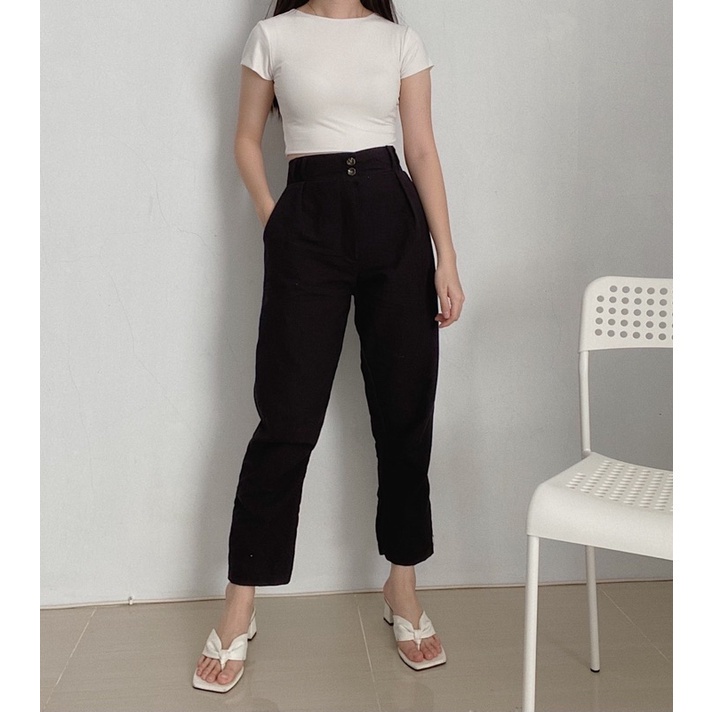 SIVALI Celana Linen Highwaist Bahan Linen Premium Angel 2244 - Linen Pants - Celana Kantor