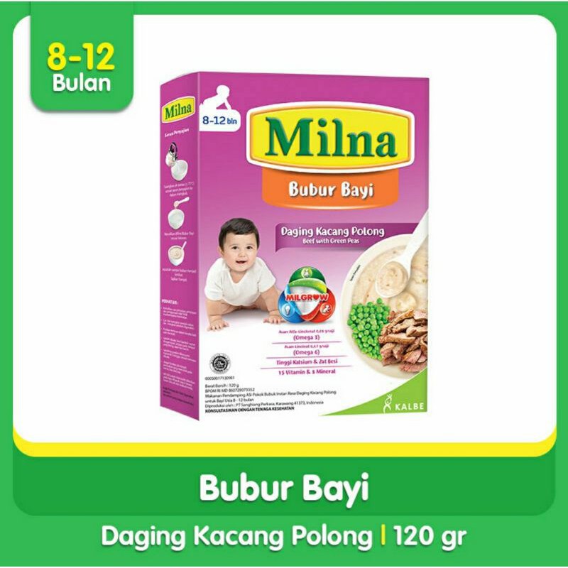 MILNA 8-12 bulan Bubur Bayi  Box/ Bubur bayi/Makanan bayi - 120gr