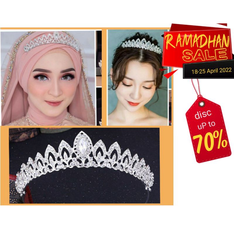 mahkota pengantin bridal silver berlian hijab cantik