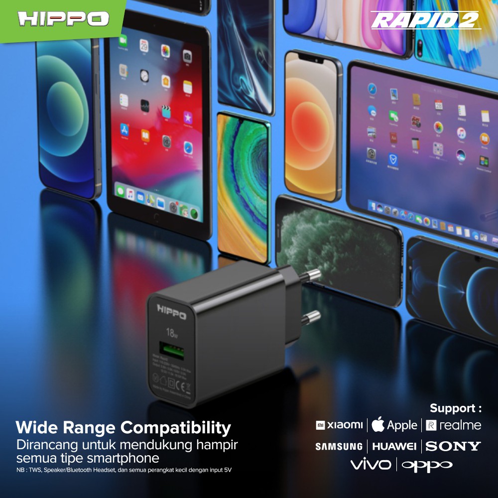 Hippo Rapid 2 Adaptor Charger Quick Charge 3.0 Fast Charging 18 W