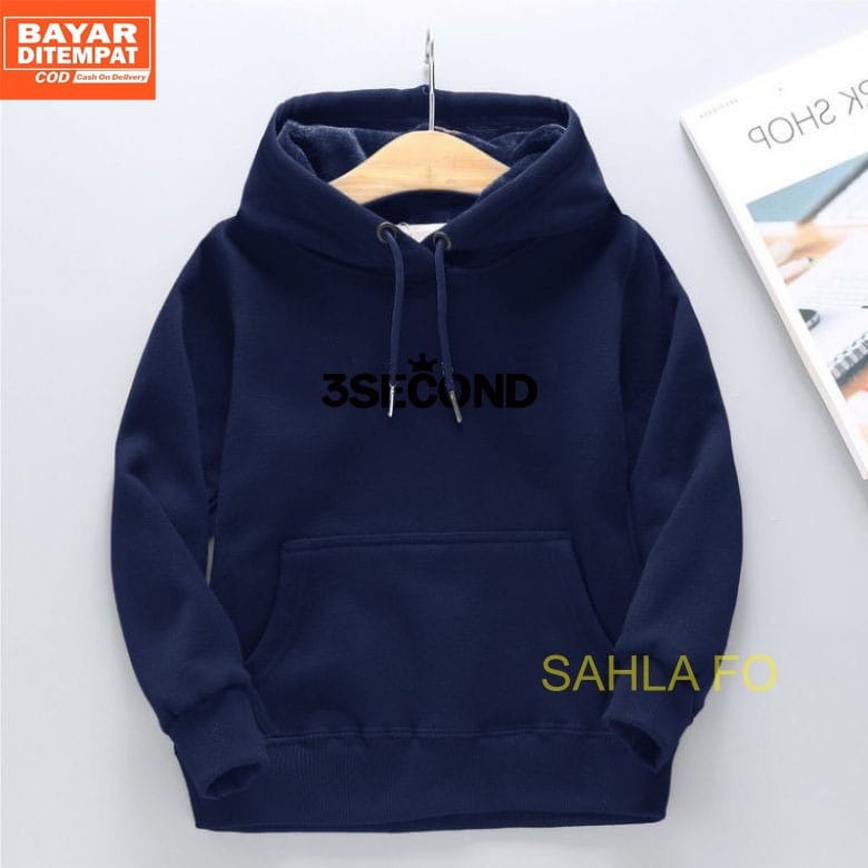 SWEATER HOODIE ANAK 3 SECOND / HOODIE KIDS BIRU MUDA SABLON THREESOND