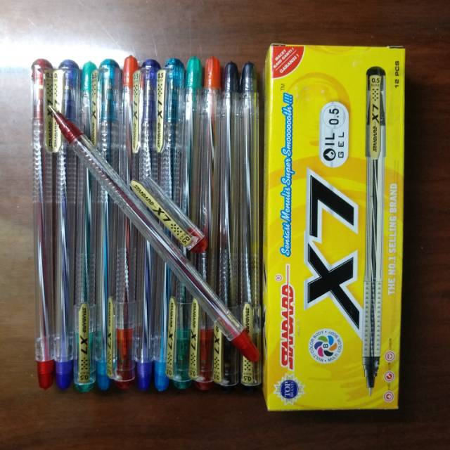 

Pulpen StandarD X7 X-7 0.5 Hitam cair Gel Eceran Per lusin