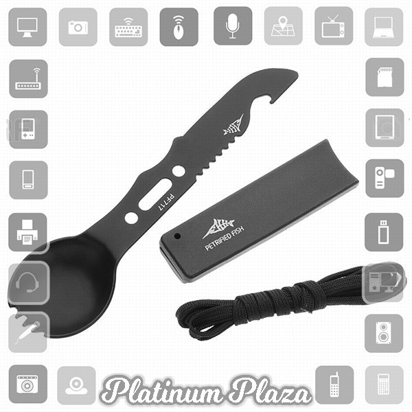 Petrified Fish Sendok Pisau Multifungsi Outdoor Camping EDC Tools - LX709 - Black`14GRO3-