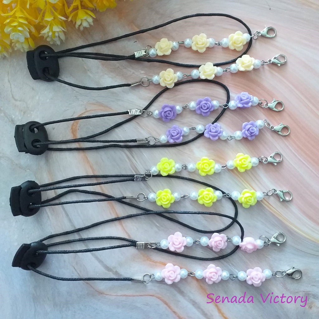 Senada Victory Kalung Strap Masker Bunga Pastel Susun 2 IN 1 konektor Masker SVM0011