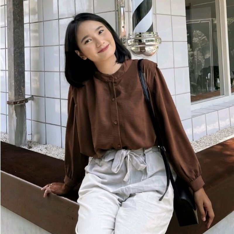 KEMEJA BLOUSE CRINKLE AIRFLOW/fit to xl premium