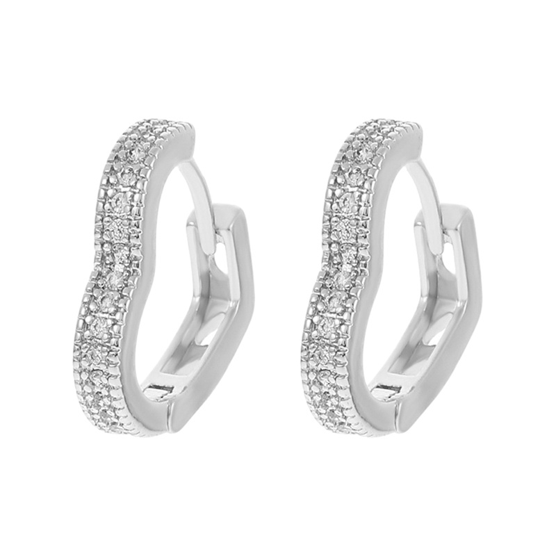 Anting Tusuk Gantung Sterling Silver Desain Hati Hias Kristal / Zircon Hypoallergenic Untuk Wanita