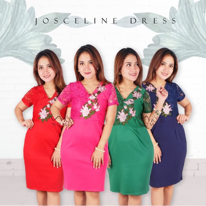 JOSCELIN dress pesta wanita natal murah / gaun pesta natal scuba impor