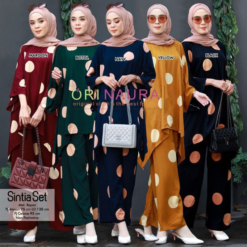 Sintia set gamis setelan one set original setelan wanita produk bukan ori naura