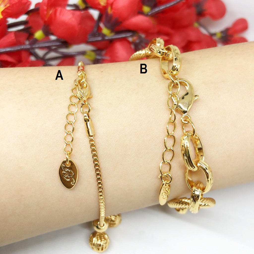 Gelang Xuping Rantai Besar Oval Italy Bola Gantung Lapis Emas - BB365