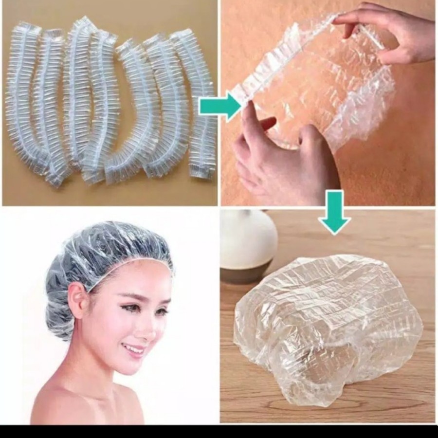 ( DPT 5PCS )Penutup Kepala Rambut Plastik Mandi Keramas Pelindung Cat Shower Cap A