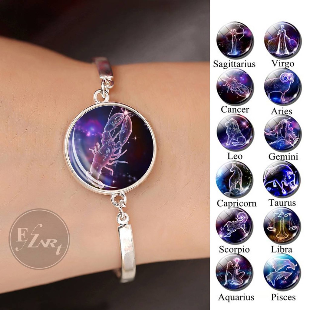 GELANG BANGLE ZODIAK WANITA STAINLESS STEEL 12 KONSTELASI ZODIAC HOROSCOPE