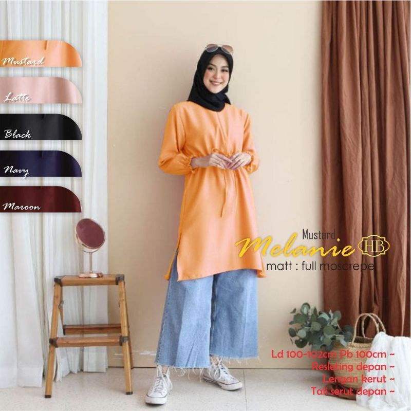 MELANIE TUNIK MUSLIMAH BUSAN muslim casual formal kerja kantor ootd hangout anak muda polos MOSCREPE