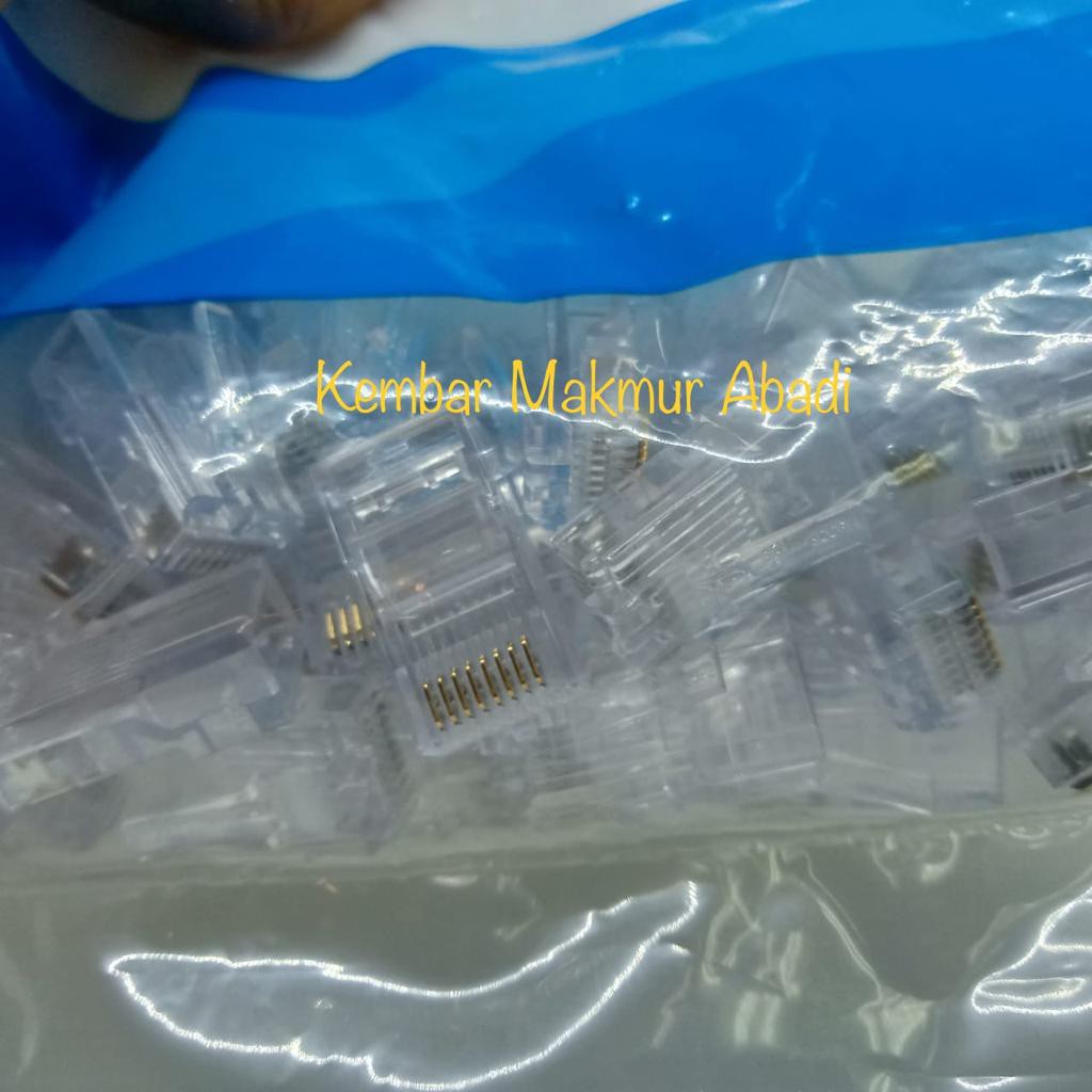 Connector RJ45 AMP Asli isi 50pcs - Kepala/Jack/Pin RJ 45 RJ-45 Cat5 - Jack RJ45 AMP Original