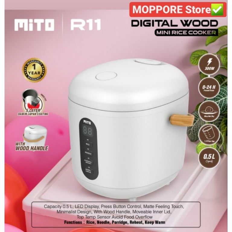 Rice Cooker Digital Mito R11 WOOD series Kapasitas 0.5 Liter - ORIGINAL GARANSI RESMI