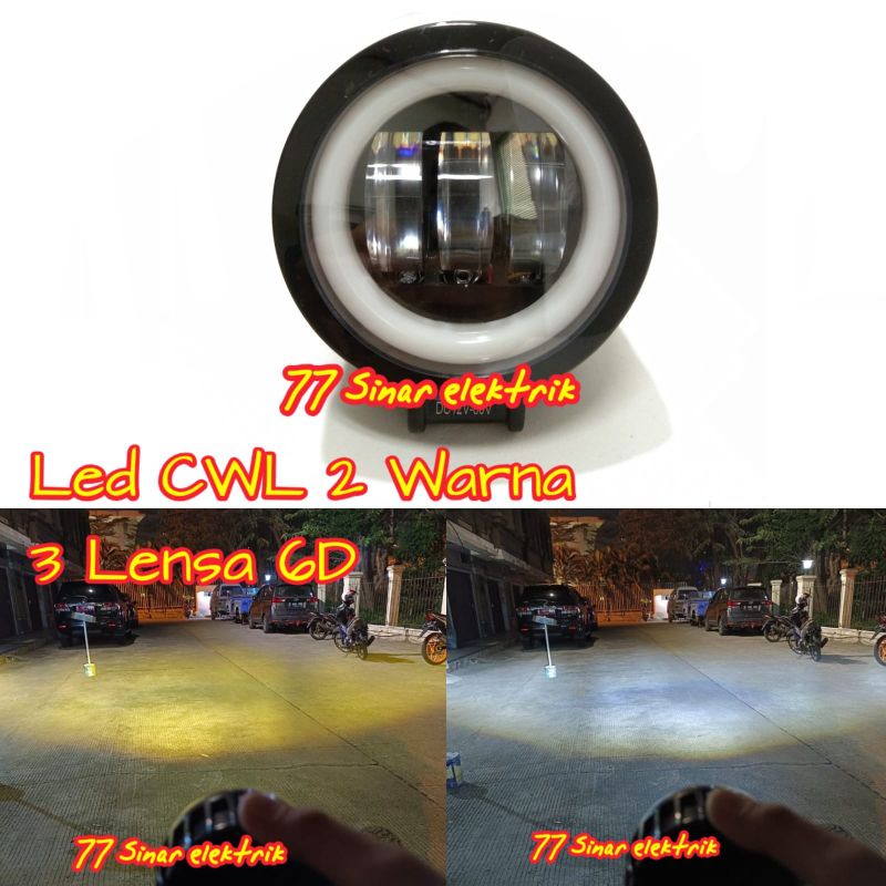 Lampu tembak led CWL 3 mata led MYTH bulat 3.5in lensa 6D Lampu Tembak Sorot Led Motor Mobil