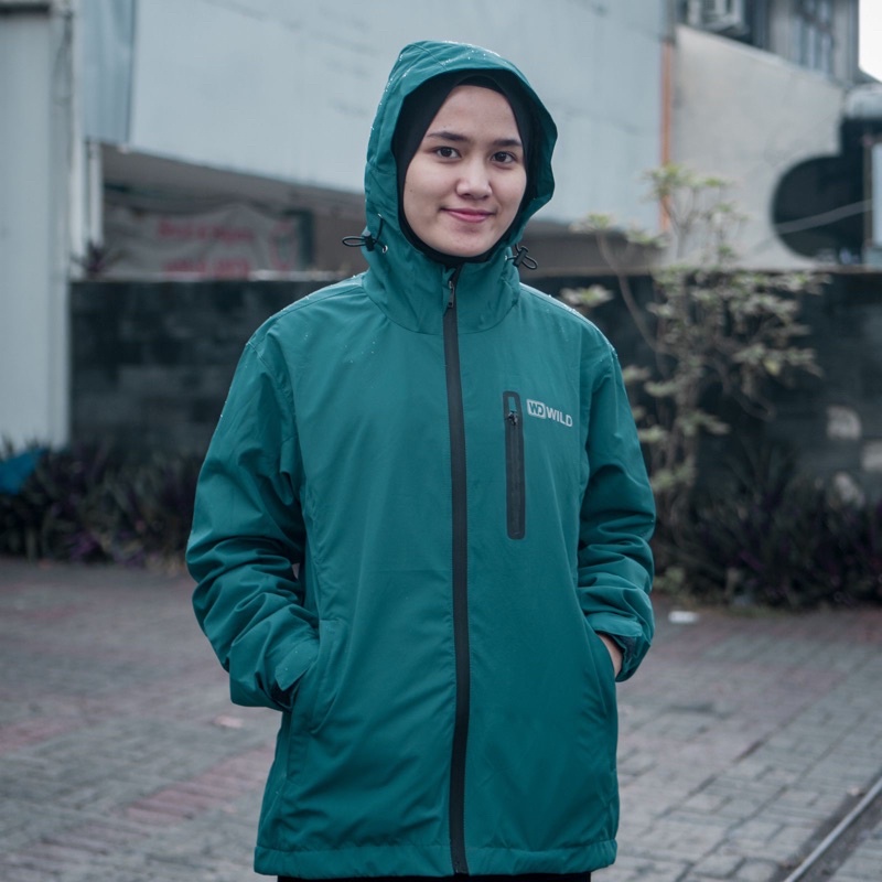 JAKET GUNUNG WANITA WATERPROOF RINJANI SERIES-Hijau tosca