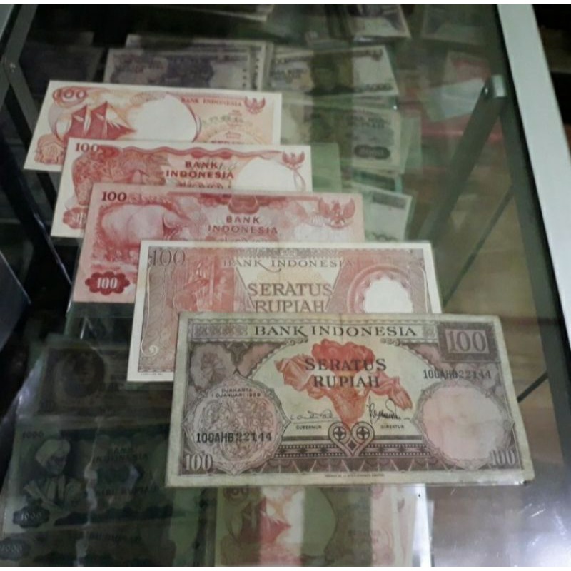 uang kuno set variant peceahan 100 rupiah asli
