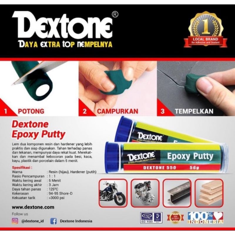 Dextone Lem Epoxy Putty Stik Dodol Lem Porting Blok Mesin 56 Gram