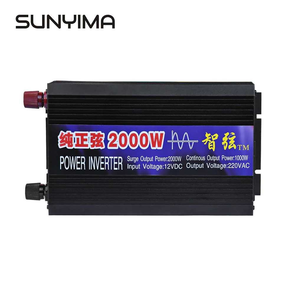 Car Inverter Pure Sine DC 12V/24V to AC 220V 2000W Port LED Inverter Mengubah Arus DC ke AC Pure Sine Wave 2000Watt