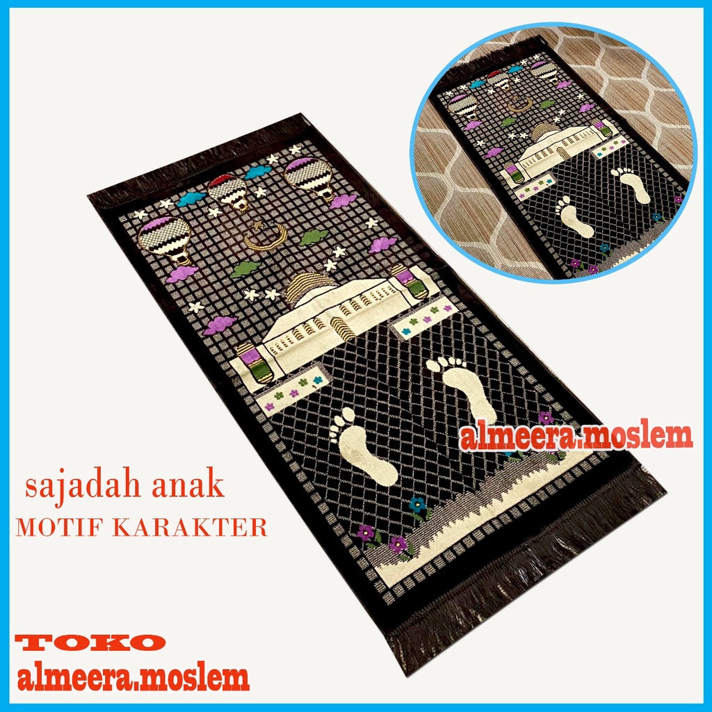 By Almeera Moslem- Terbaru Sajadah Anak Motif Karakter Tebal Ukuran 53 cm x100 cm Perlengkapan Sholat