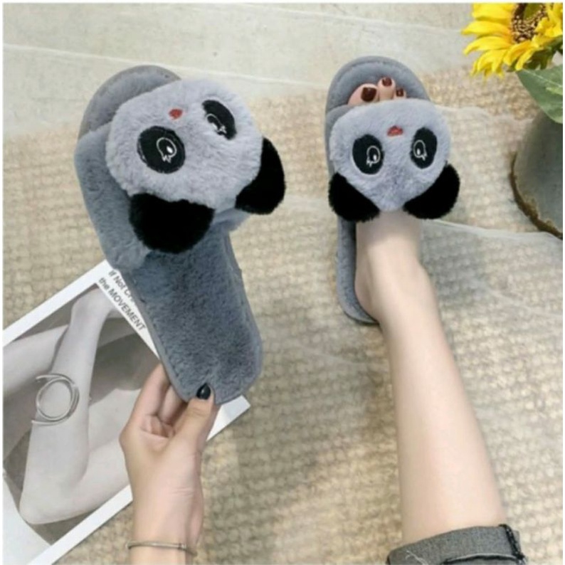 Sandal bulu Boneka Panda/sendal rumah Terbaru