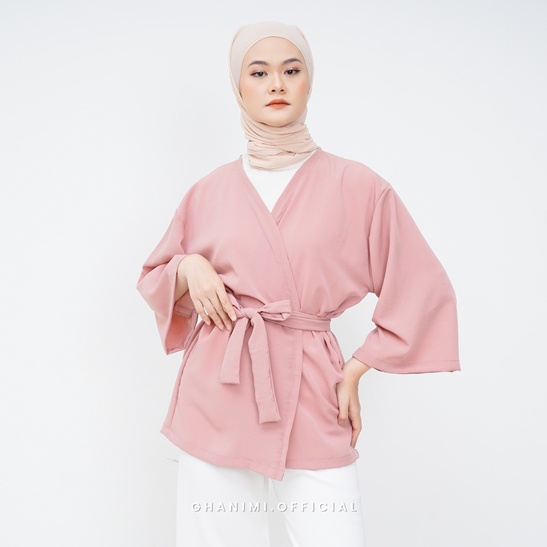 Ghanimi - Wanda Outer / Outer Kimono Polos / Kimono outer / outer kerja / outer casual formal / outer kondangan / kimono timeless / luaran polos / outer batwing tangan 3/4