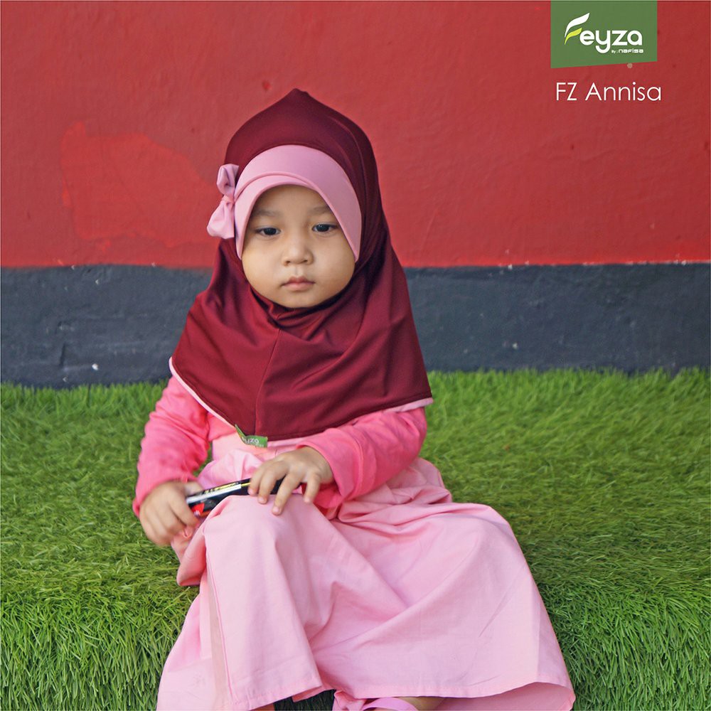 Jilbab Instan Anak Feyza Annisa | Kerudung Instan Anak Bergo  Hijab Pet Instan Anak Usia 1-2 Tahun