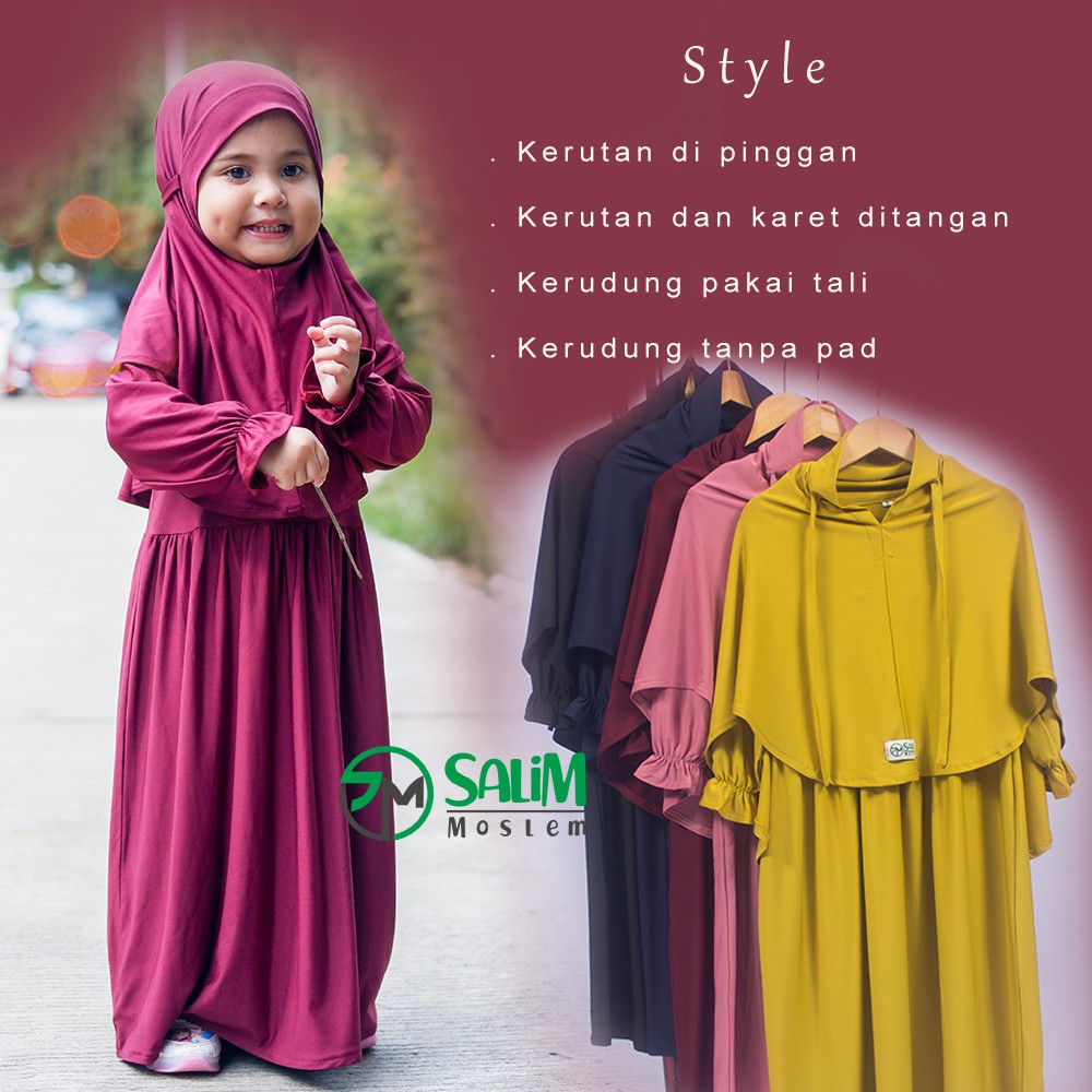 Salim moslem -&quot;READY WARNA PUTIH UNTUK MANASIK&quot;  Gamis anak perempuan / Baju muslim anak perempuan usia 1-10 tahun