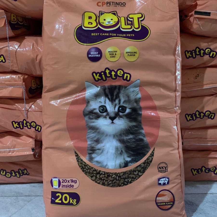 GRAB/GO-JEK Makanan Kucing Bolt Kitten Salmon Flavour Kemasan 20KG