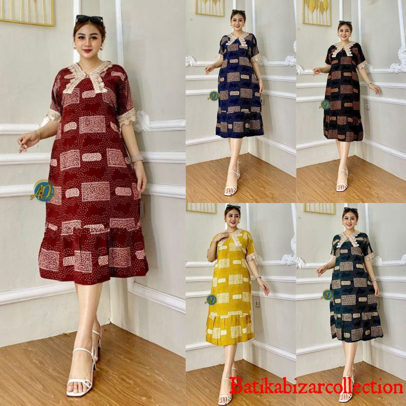 Daster Arab Lengan Pendek  Aleena Motif Terbaru Daster  Renda Kekinian Model Busui Ziper