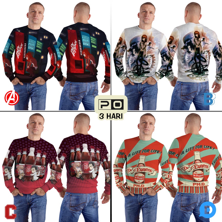 Jaket Sweatshirt DR PEPPER Sweat Shirt Fullprint Bahan Polyester Jersey Casual RARE Sweatshirt Uniqu