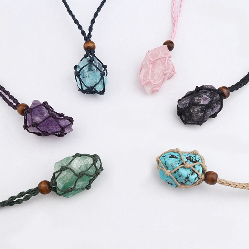 Fancyqube Kalung Rantai Klavikula Hias Liontin Mata Harimau Kristal Lapis Lazuli Turquoise Amethyst