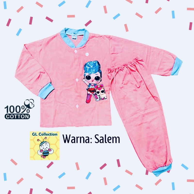 OBRAL!PIYAMA PANJANG ANAK LOL SIZE L (ALL SIZE 3-4TH) 100%KATUN