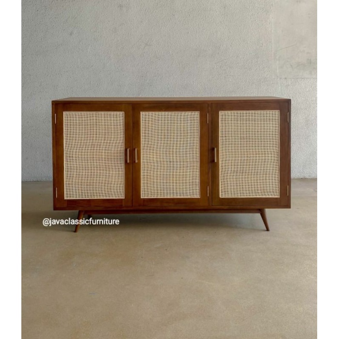 BUFET TV ROTAN RETRO MINIMALIS VINTAGE CABINET SCANDINAVIA DRAWER PAJANGAN BAHAN KAYU JATI GRADE A B